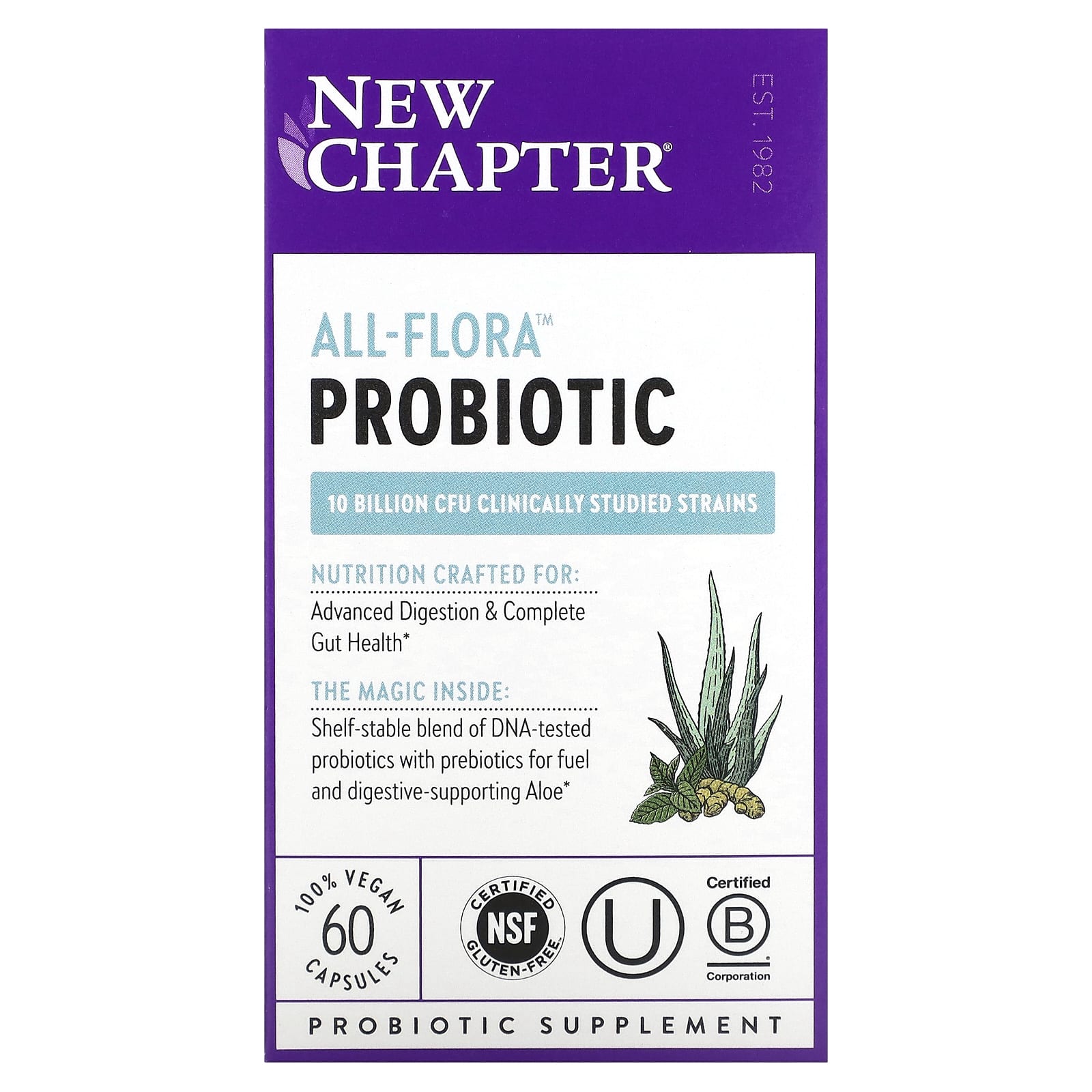 New Chapter, All-Flora Probiotic, 60 Vegan Capsules UPC 727783901835 | HiLife Vitamins